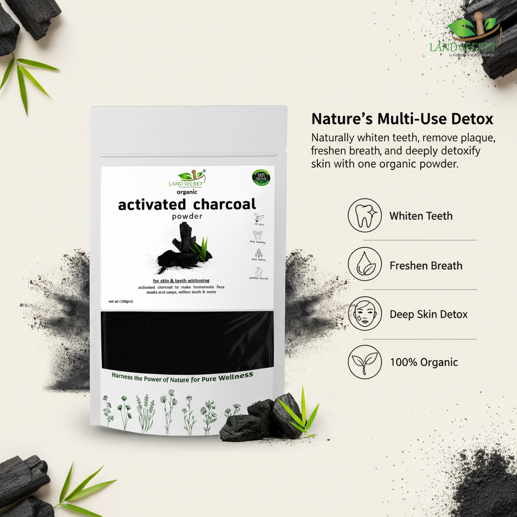 Activated Charcoal Powder – 100% Organic Teeth Whitening Solution for Plaque Removal, Fresh Breath, Detox, Oral Care & Natural Bright Smile