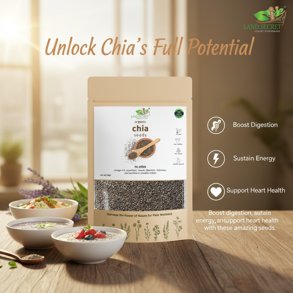 Premium Chia Seeds – Natural Superfood Rich in Omega-3, Fiber, Protein, Antioxidants for Weight Loss, Digestion, Heart & Brain Health