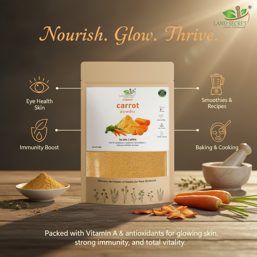 Carrot Powder – 100% Natural, Nutrient-Rich Superfood | Vitamin-Rich Ingredient for Smoothies, Baking & Cooking
