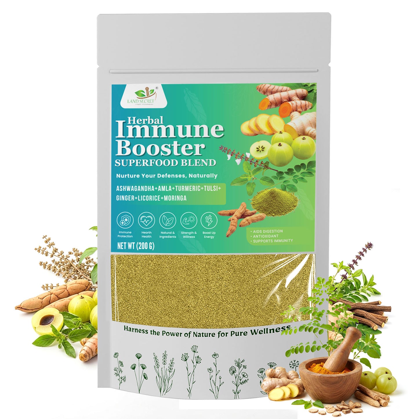Herbal Immune Booster Blend ā 100% Natural Ayurvedic Immunity Support | Strengthen Body Defense, Energy & Respiratory Health
