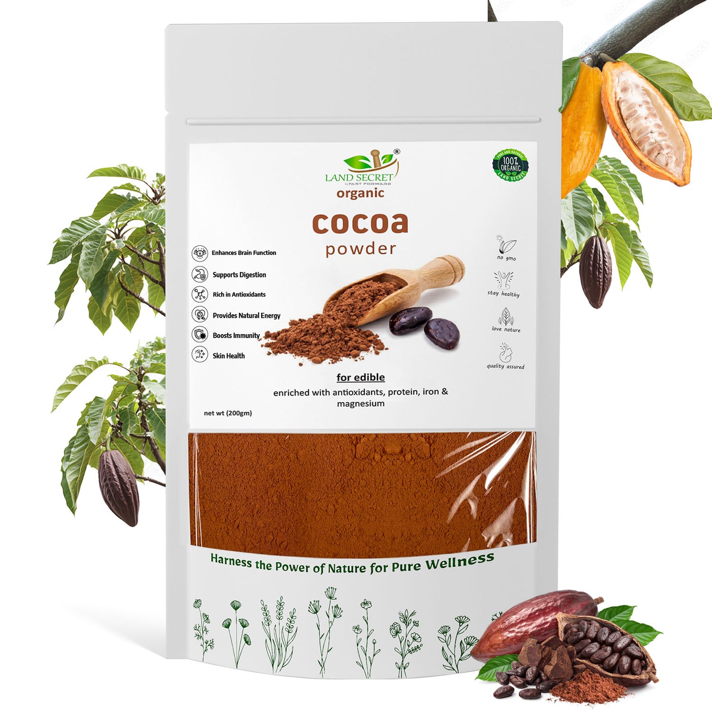 Cocoa Powder – 100% Pure & Natural Unsweetened Cocoa | Rich Flavor for Baking, Desserts, Beverages & Smoothies