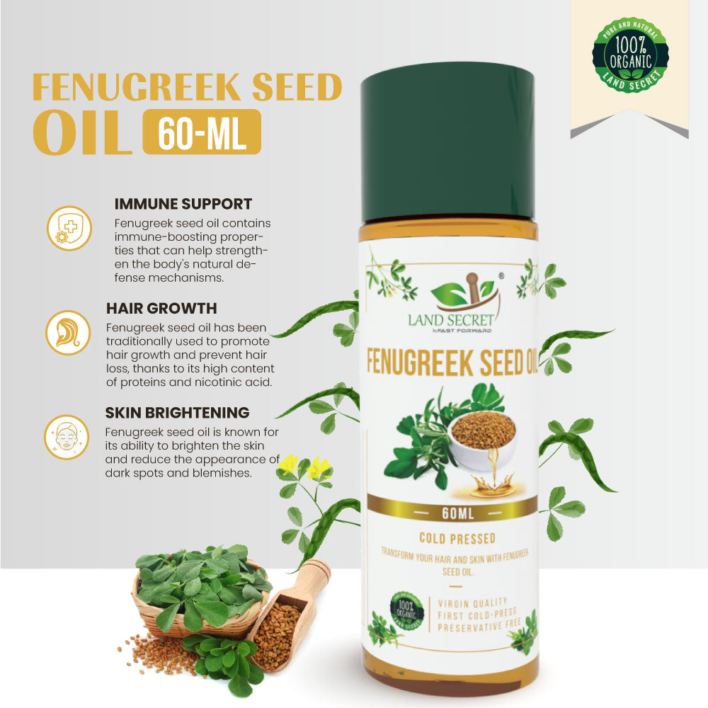 Fenugreek Seed Oil - 100% Pure Cold-Pressed Edible (Unrefined) for Hair, Skin, and Cooking