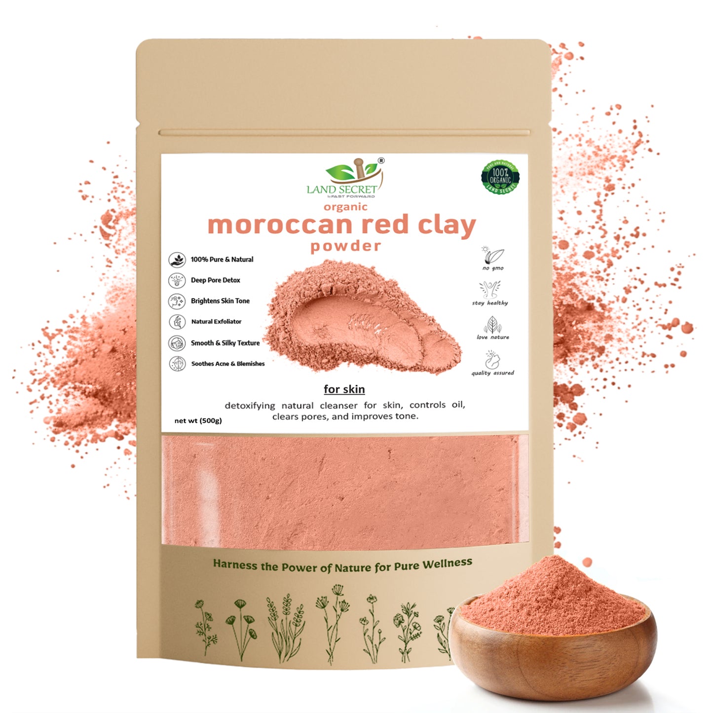 Land Secret Pure Moroccan Beauty Essentials– Natural Skin Brightening & Detoxifying Mask for Face & Body