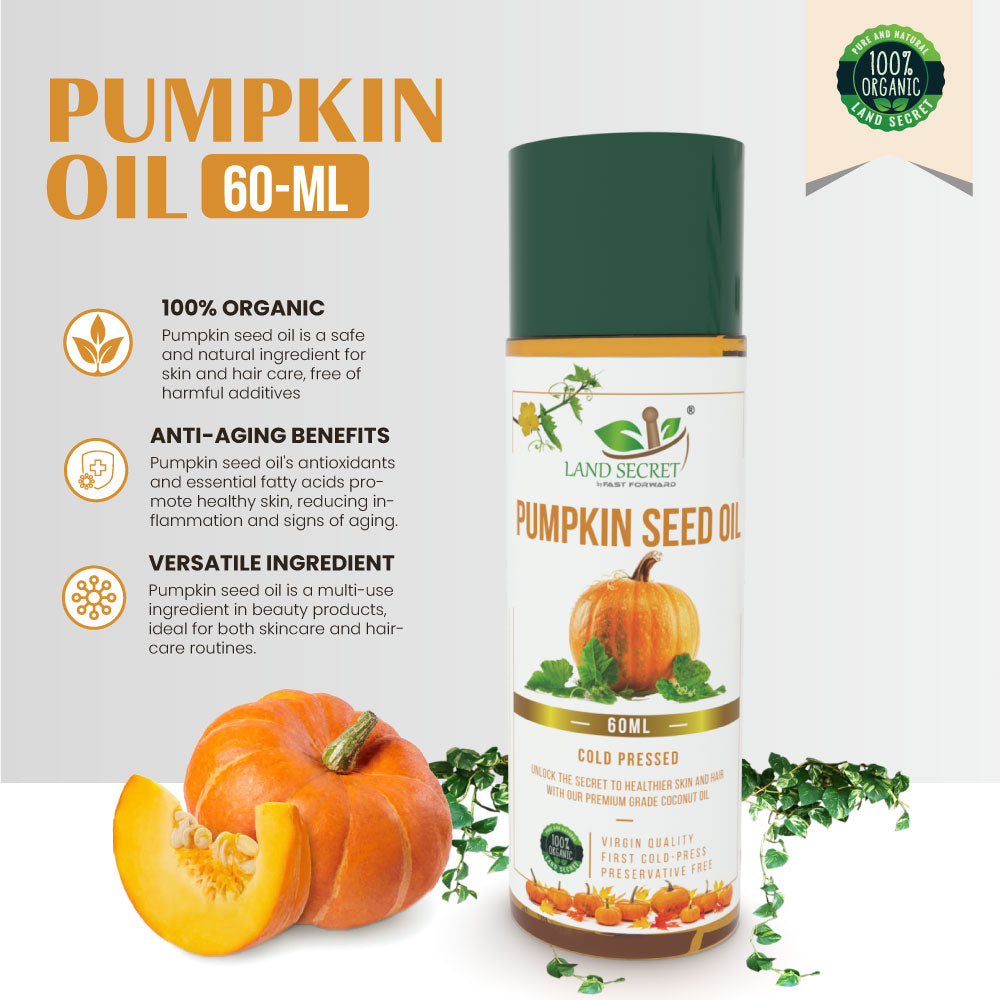 Organic Pumpkin Seed Oil for Skin and Hair - Cold-Pressed, 100% Pure & Unrefined Land Secret
