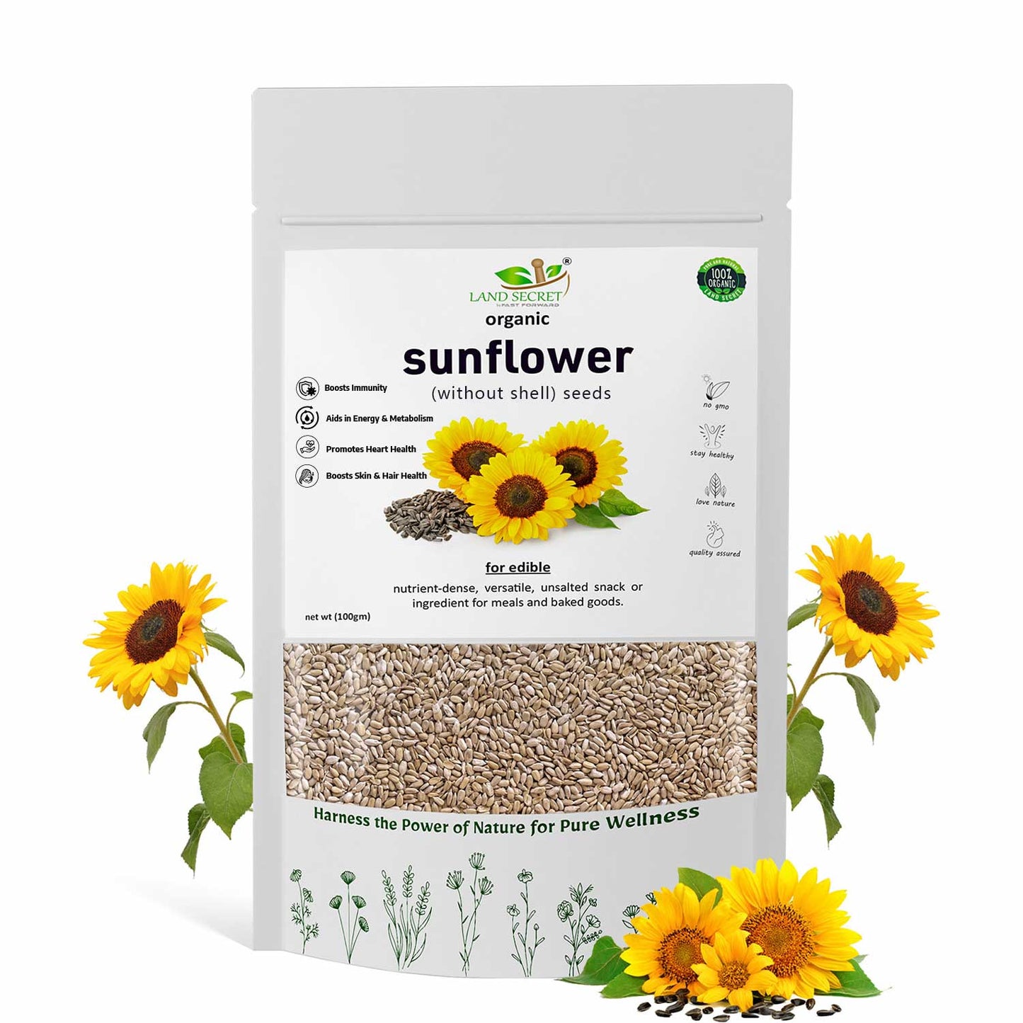 Premium Sunflower Seeds (Without Shell) – Ready-to-Eat Superfood Rich in Protein, Fiber, Healthy Fats, Antioxidants, Vitamins & Minerals