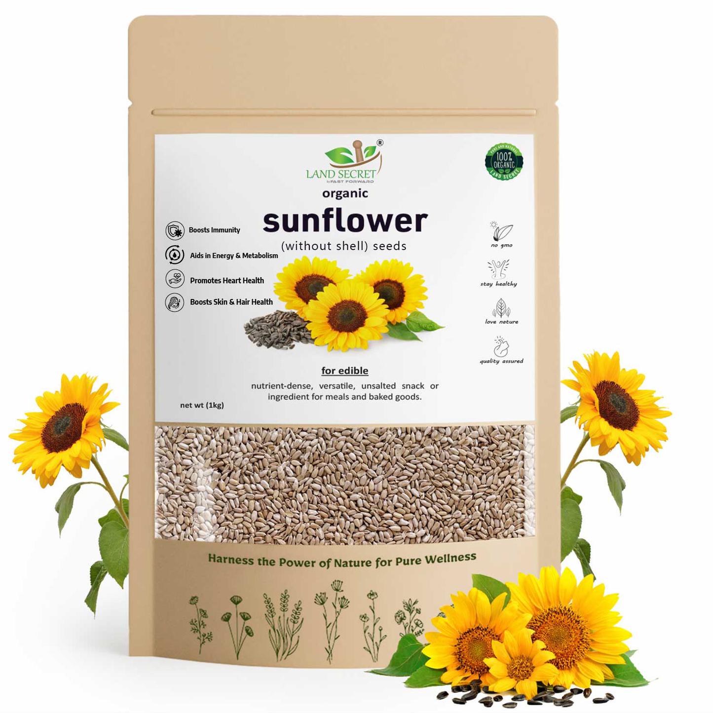 Premium Sunflower Seeds (Without Shell) – Ready-to-Eat Superfood Rich in Protein, Fiber, Healthy Fats, Antioxidants, Vitamins & Minerals