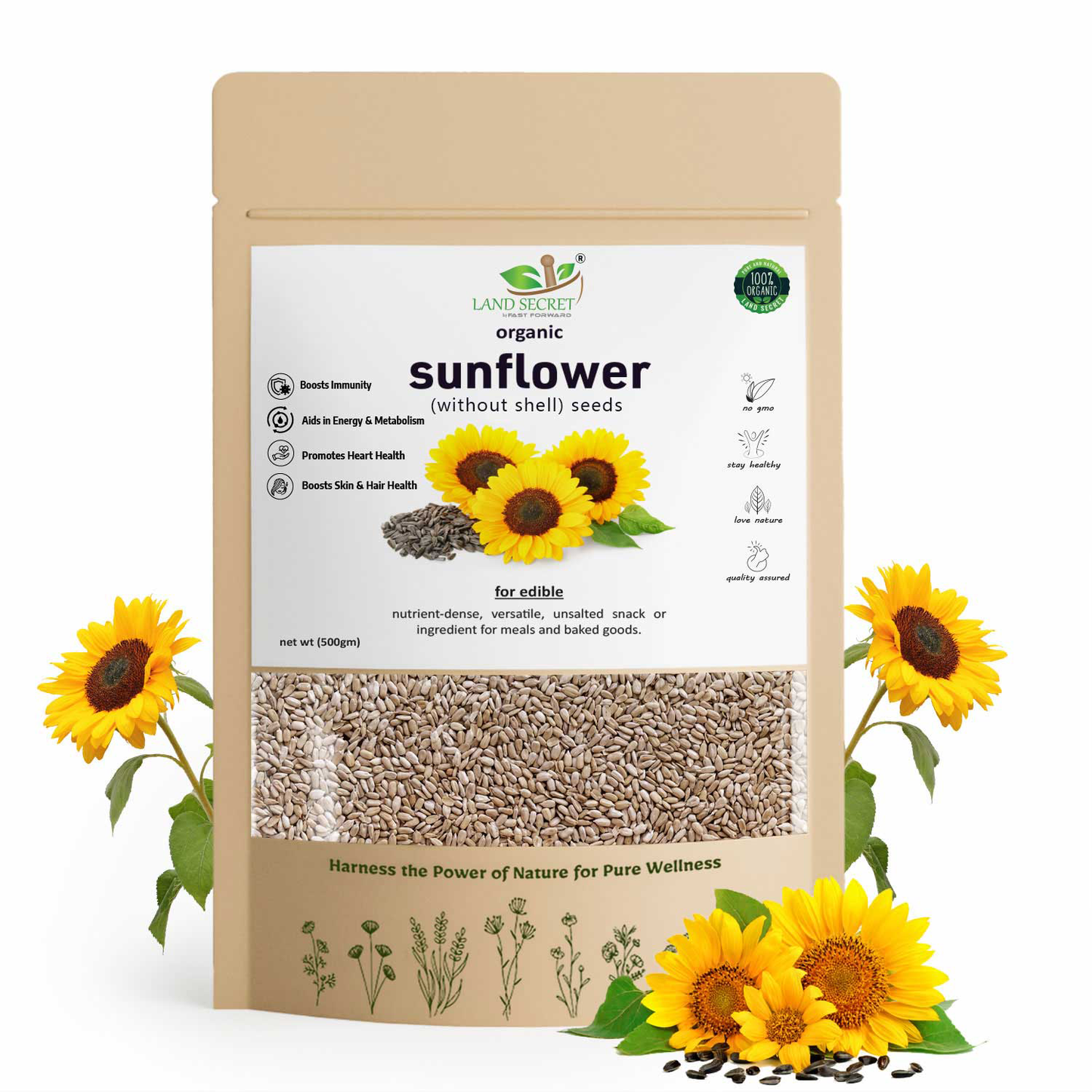Premium Sunflower Seeds (Without Shell) – Ready-to-Eat Superfood Rich in Protein, Fiber, Healthy Fats, Antioxidants, Vitamins & Minerals
