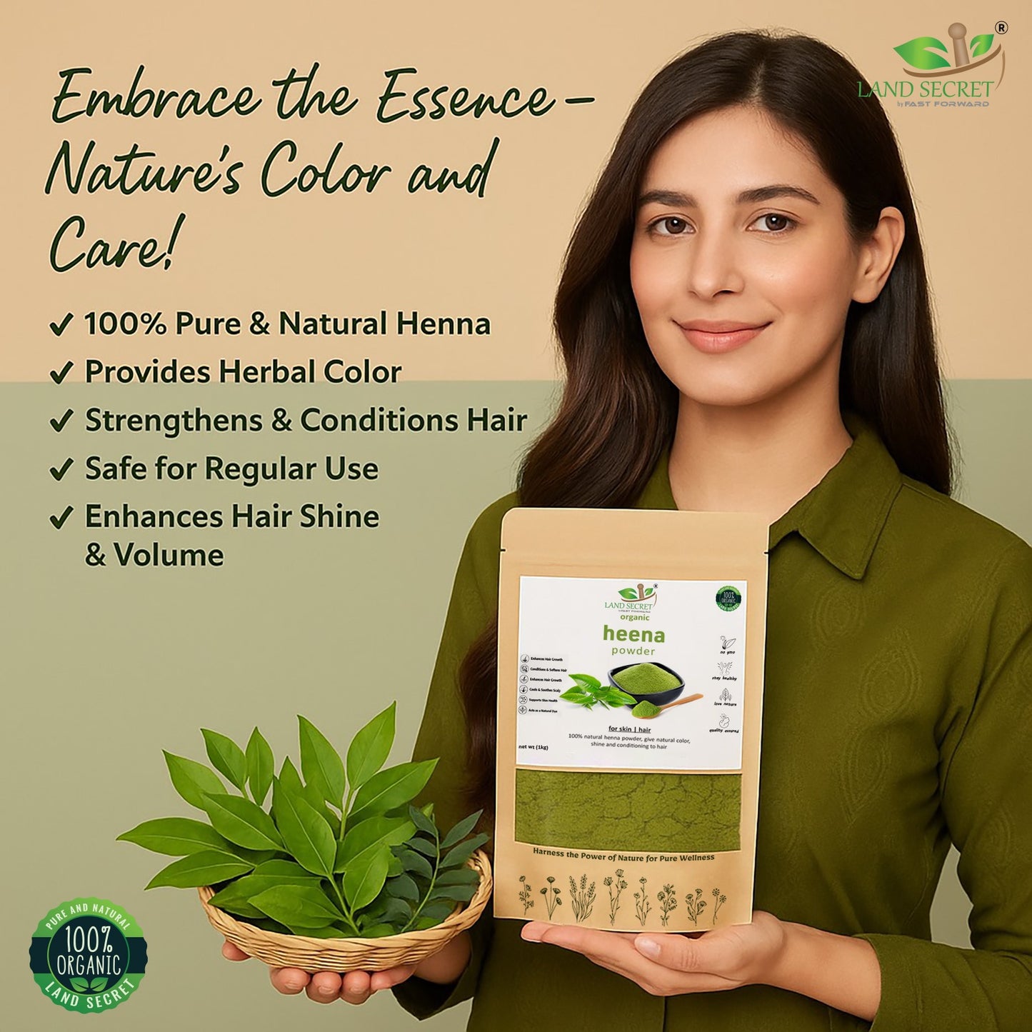 Henna Powder – 100% Pure Natural Hair Color & Herbal Conditioner for Healthy, Strong, Vibrant, Shiny Hair, Dandruff-Free Scalp