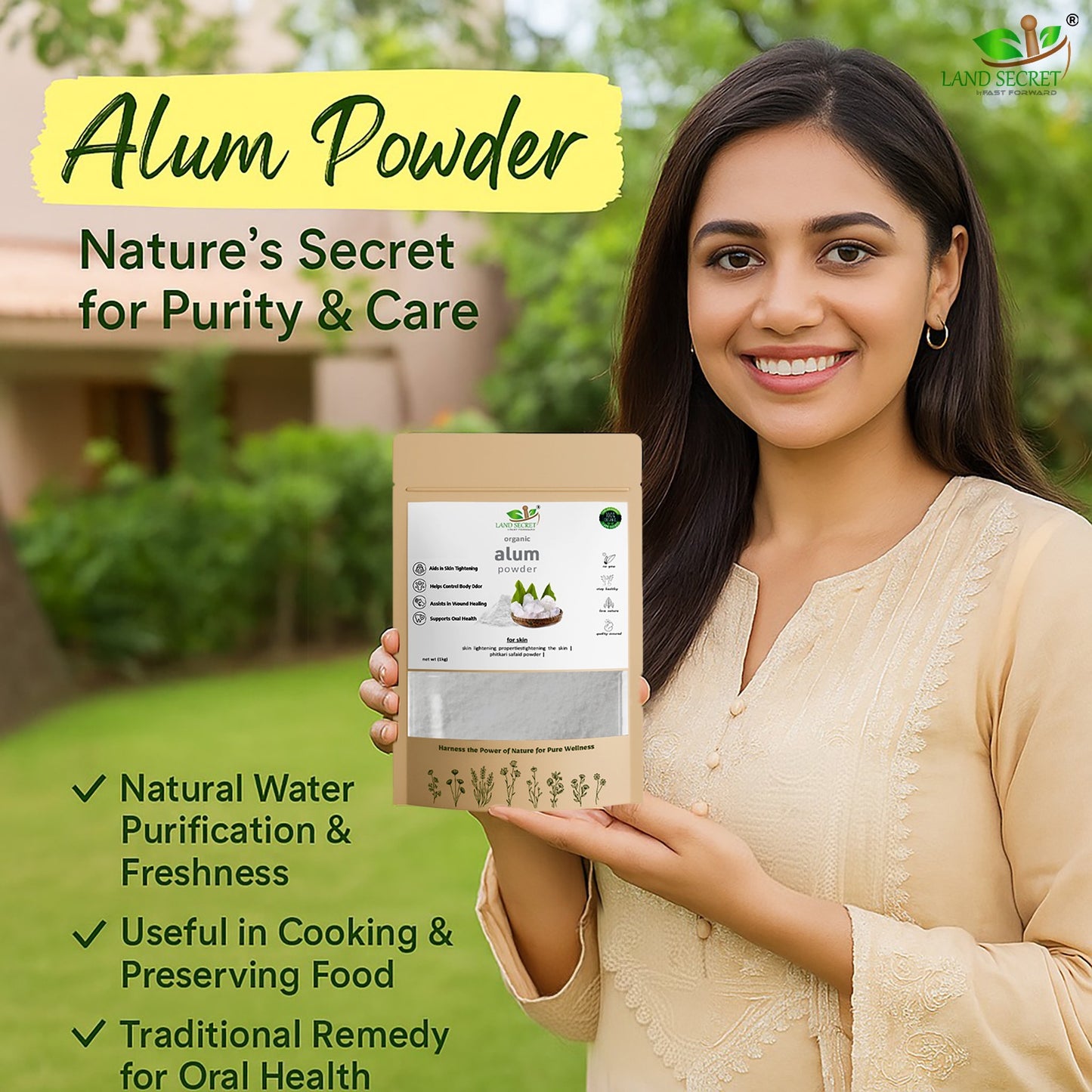 Alum Powder β 100% Natural & Pure | Multi-Purpose Household & Personal Care Mineral Powder (Phitkari)