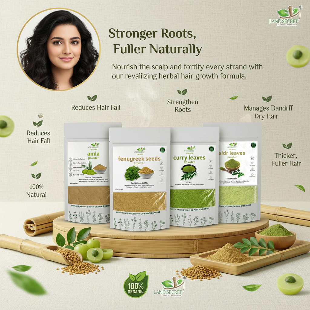 Land Secret Hair Fall Rescue Bundle – Herbal Hair Growth & Anti-Hair Fall Kit