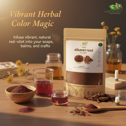 Alkanet Root Powder (Ratan Jot) – 100% Natural Herbal Colorant for Soap Making, Lip Balm, Skincare & DIY Crafts