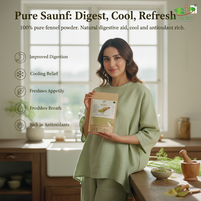 Saunf Powder (Fennel) | Natural Digestive Aid | Cooling Relief | Rich in Fiber & Antioxidants | 100% Pure