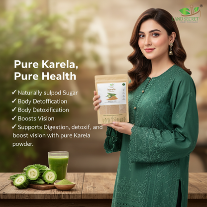Land Secret Karela Powder – 100% Pure & Natural Bitter Gourd Powder | Rich in Nutrients, Supports Wellness, Digestion & Daily Health Balance