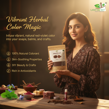 Alkanet Root Powder (Ratan Jot) – 100% Natural Herbal Colorant for Soap Making, Lip Balm, Skincare & DIY Crafts