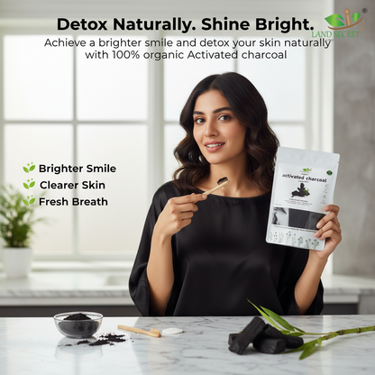 Activated Charcoal Powder – 100% Organic Teeth Whitening Solution for Plaque Removal, Fresh Breath, Detox, Oral Care & Natural Bright Smile