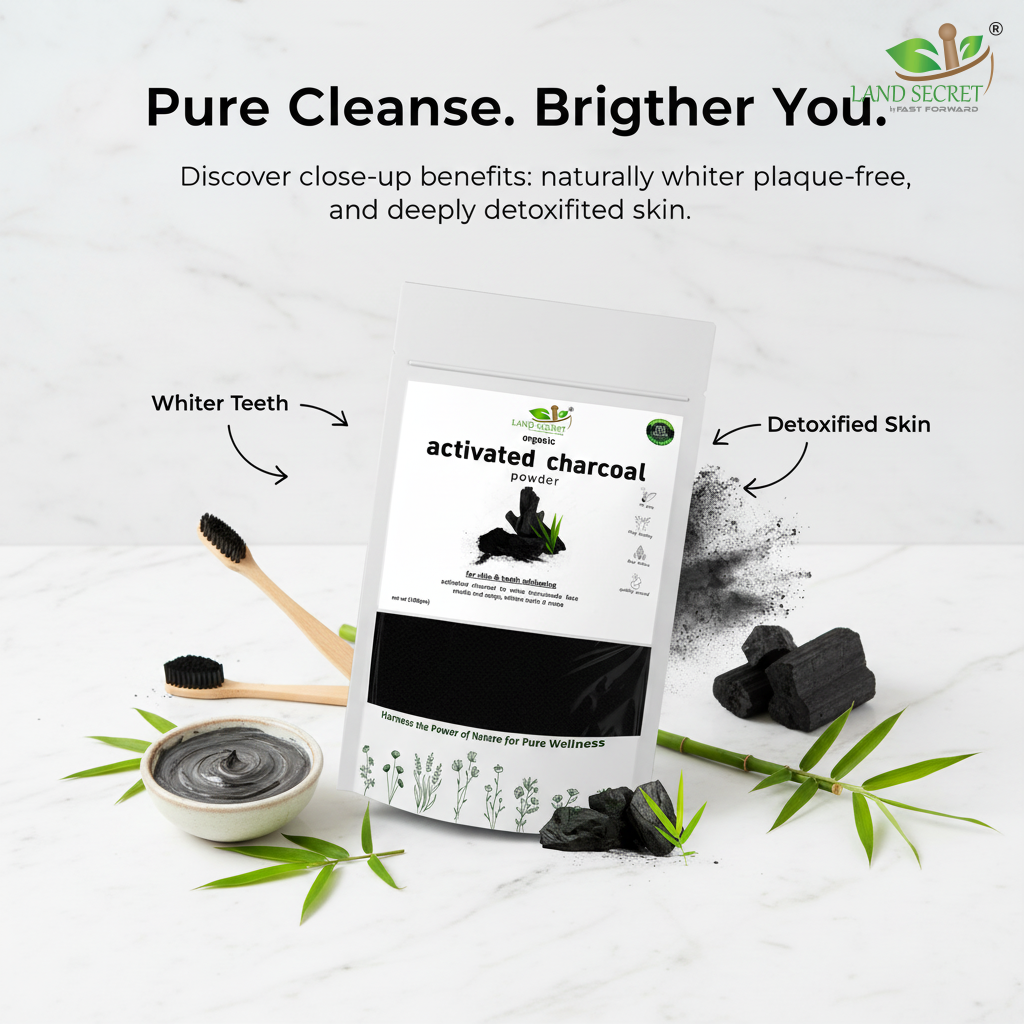 Activated Charcoal Powder – 100% Organic Teeth Whitening Solution for Plaque Removal, Fresh Breath, Detox, Oral Care & Natural Bright Smile