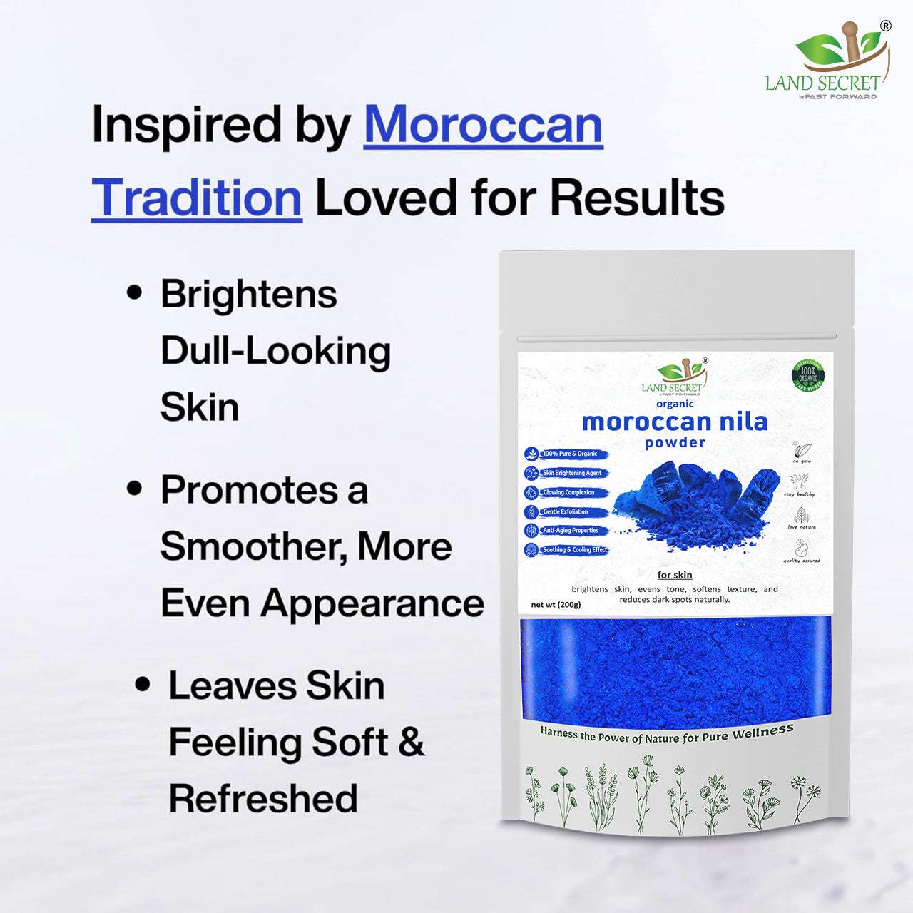 Land Secret Pure Moroccan Beauty Essentials– Natural Skin Brightening & Detoxifying Mask for Face & Body