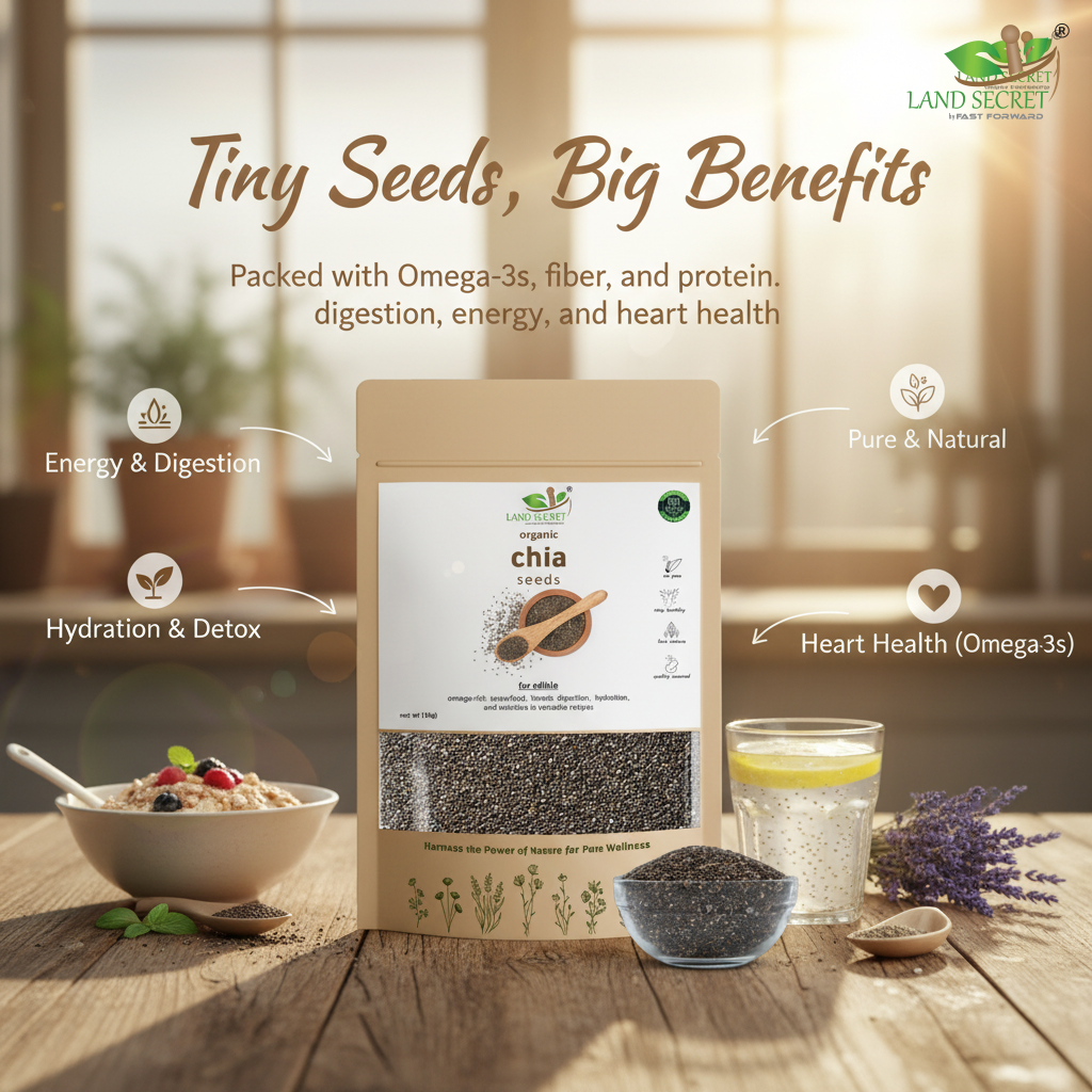 Premium Chia Seeds – Natural Superfood Rich in Omega-3, Fiber, Protein, Antioxidants for Weight Loss, Digestion, Heart & Brain Health