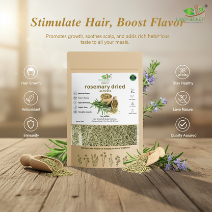Rosemary Dried Leaves – 100% Natural Herbal Tea & Culinary Spice for Hair Growth, Digestion, Stress Relief, Relaxation & Flavorful Cooking