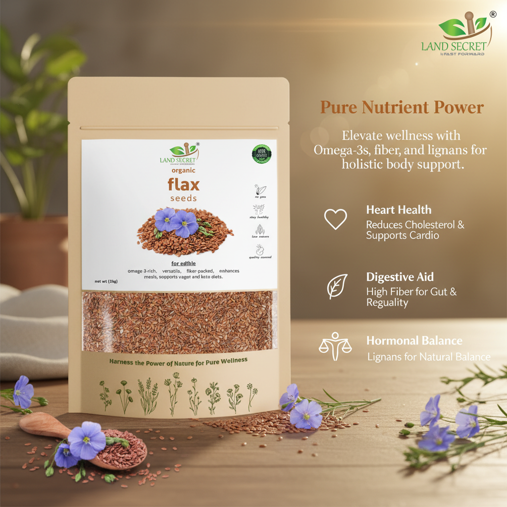 Premium Flax Seeds – Rich in Omega-3 Fatty Acids, Dietary Fiber, Protein, Antioxidants & Essential Nutrients for Heart Health, Digestion & Wellness
