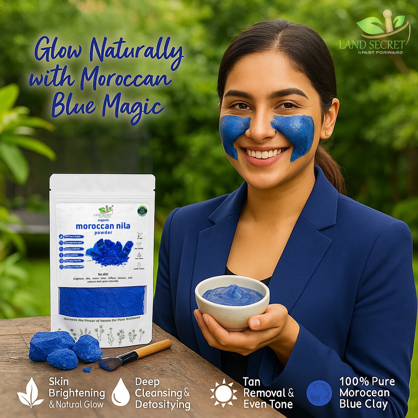 Land Secret Pure Moroccan Beauty Essentials– Natural Skin Brightening & Detoxifying Mask for Face & Body