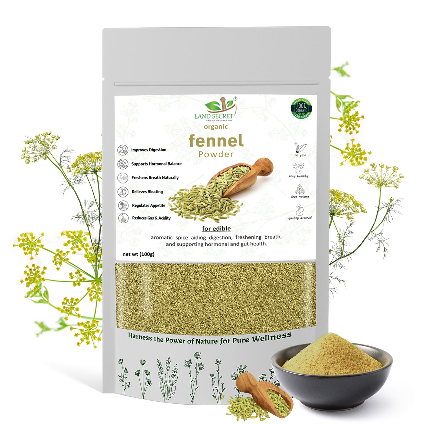 Saunf Powder (Fennel) | Natural Digestive Aid | Cooling Relief | Rich in Fiber & Antioxidants | 100% Pure