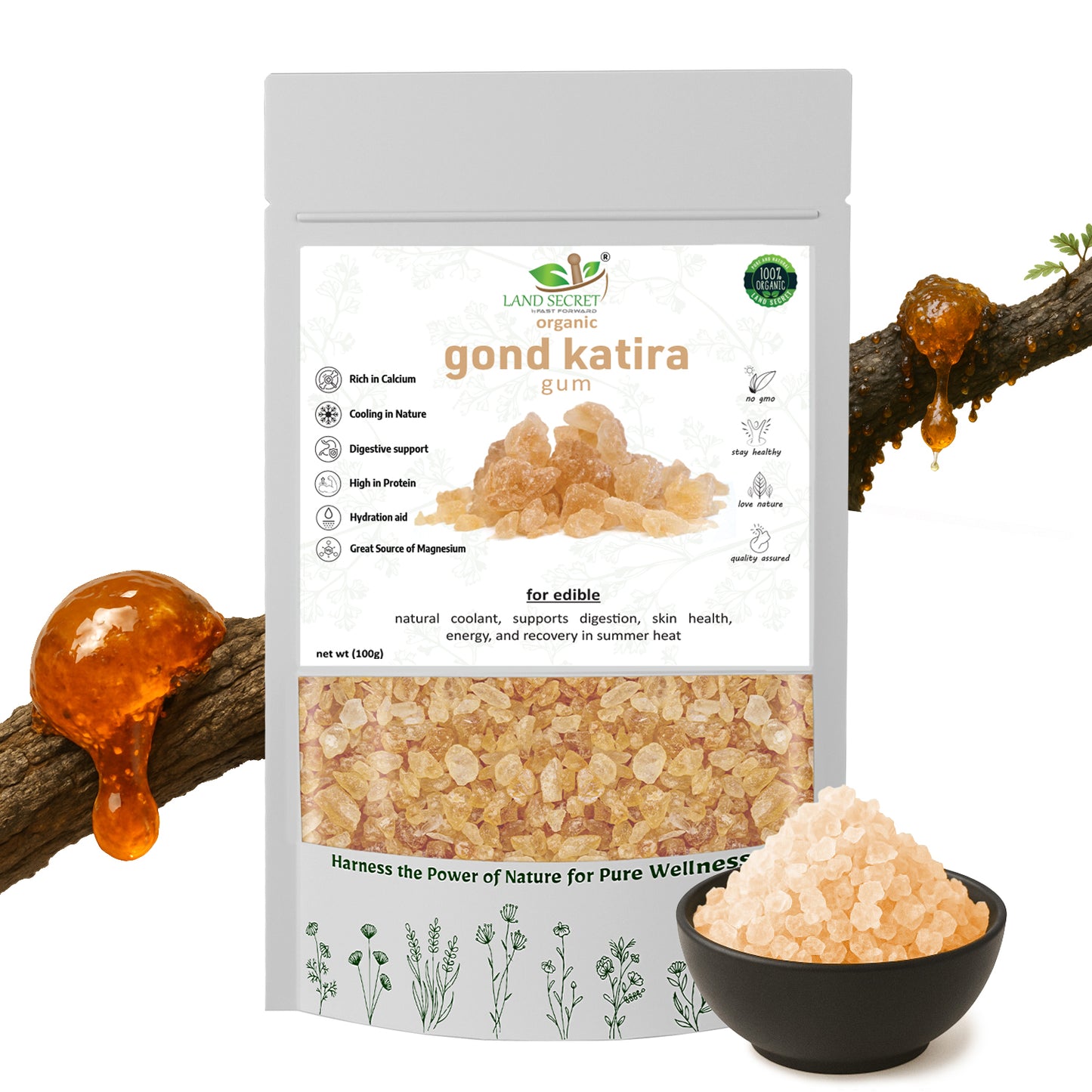 Organics Pure Gond Katira – 100% Pure Edible Tragacanth Gum
