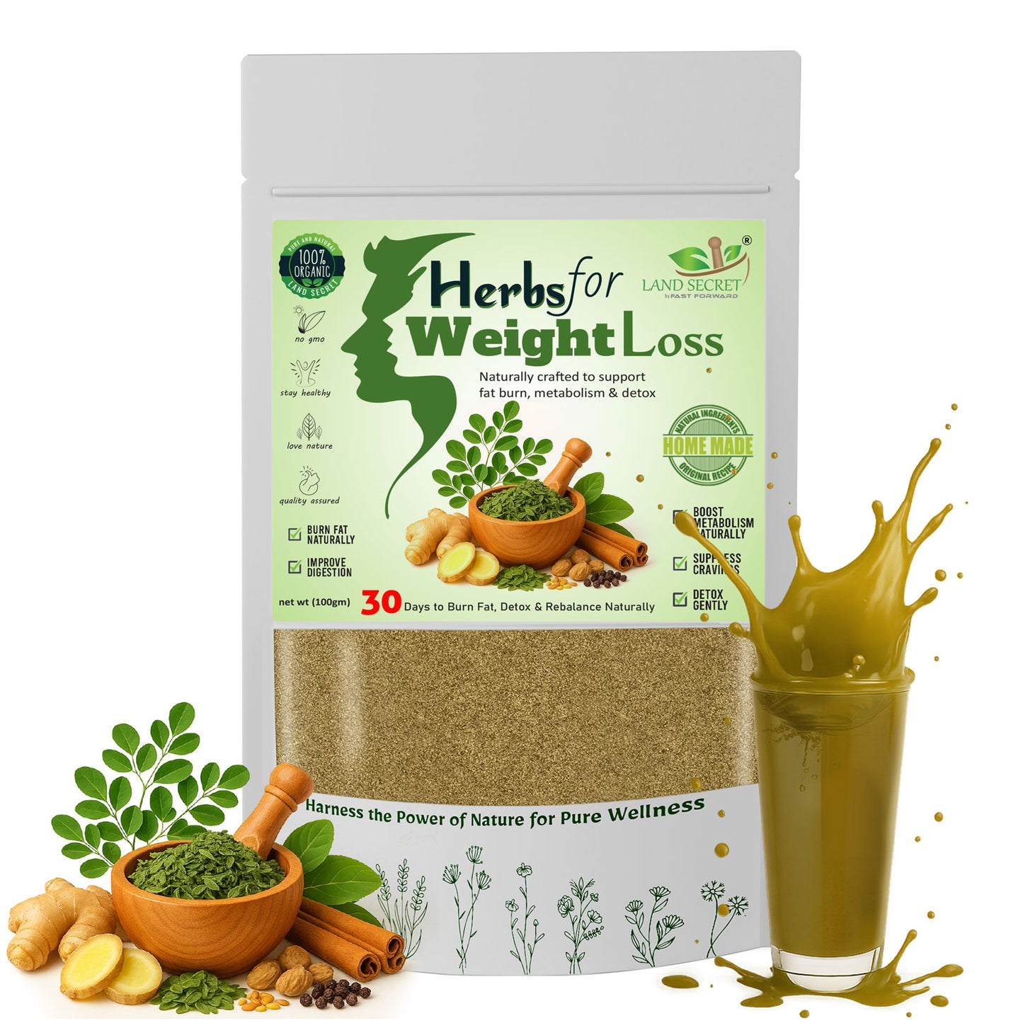 30-Day Herbal Powder Blend for Weight Loss