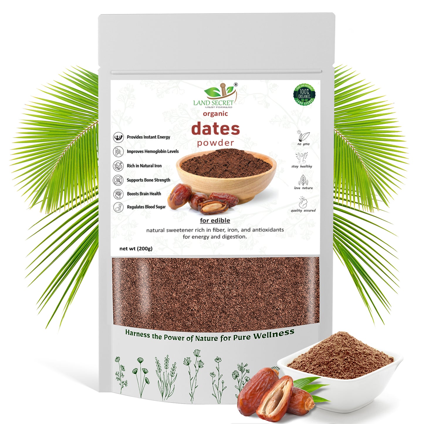 Dates Powder | Natural Energy Booster & Sweetener | Rich in Iron & Fiber | 100% Pure for Kids & Fitness