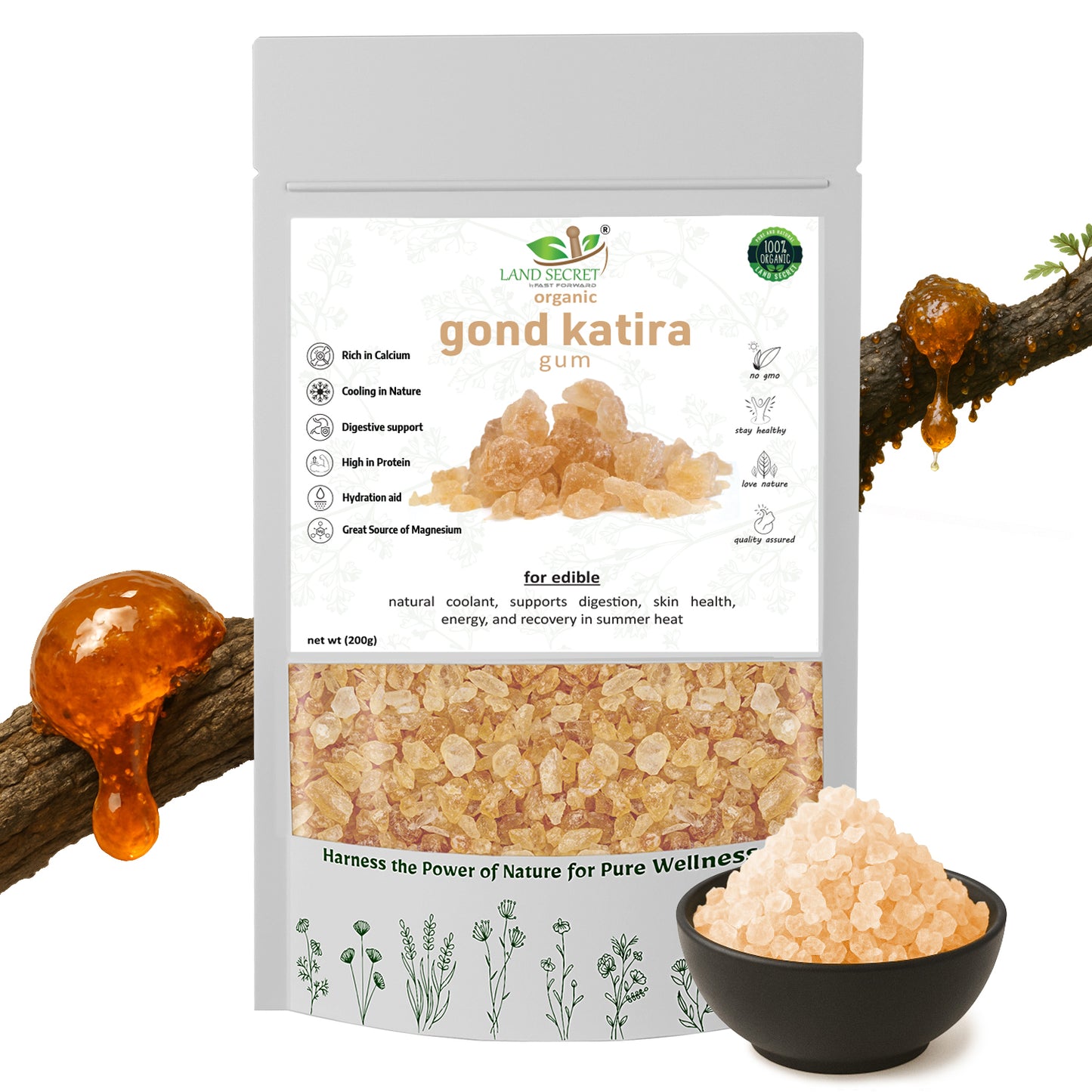 Organics Pure Gond Katira – 100% Pure Edible Tragacanth Gum