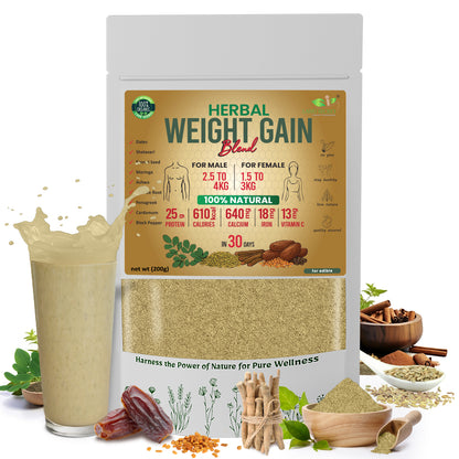 Herbal Weight Gain Powder 100g – Ayurvedic Supplement for Healthy Mass, Muscle Gain & Energy Boost | With Ashwagandha, Shatavari, Dates, Moringa & Fenugreek