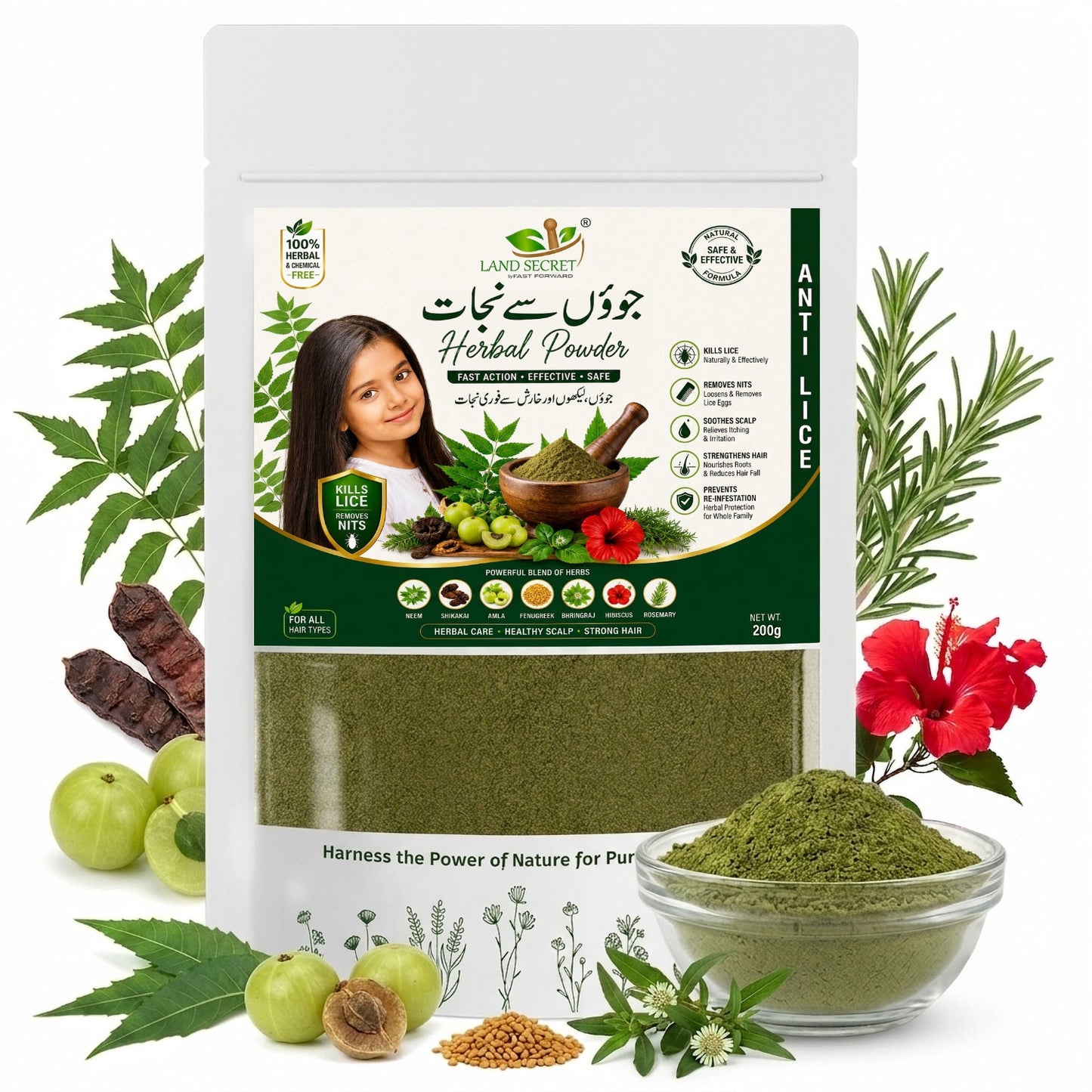 Land Secret Advanced Anti Lice Herbal Powder – Fast Action, Chemical-Free Formula