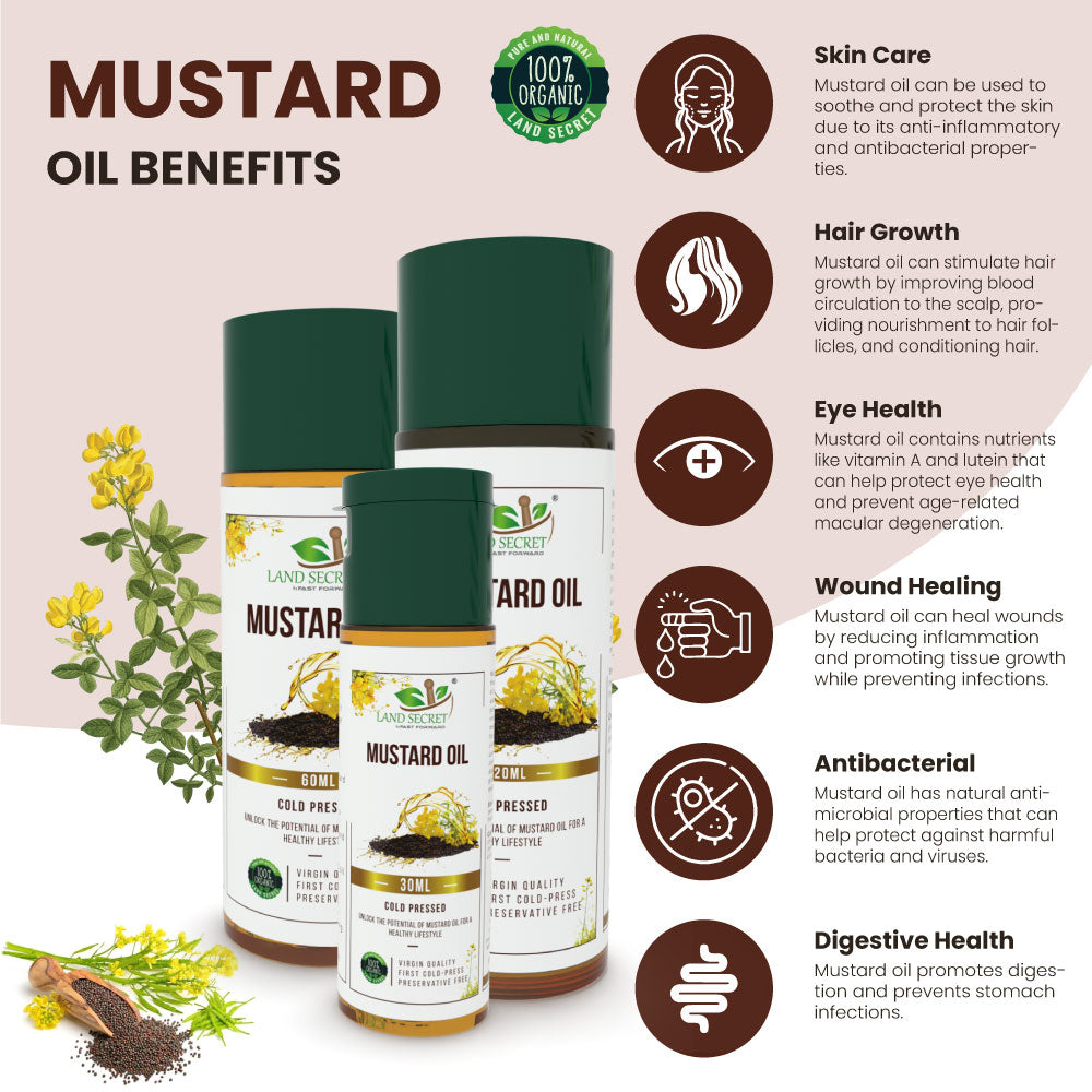 Premium Sarso (Mustard) Oil for Hair and Skin - Natural and Nourishing Land Secret