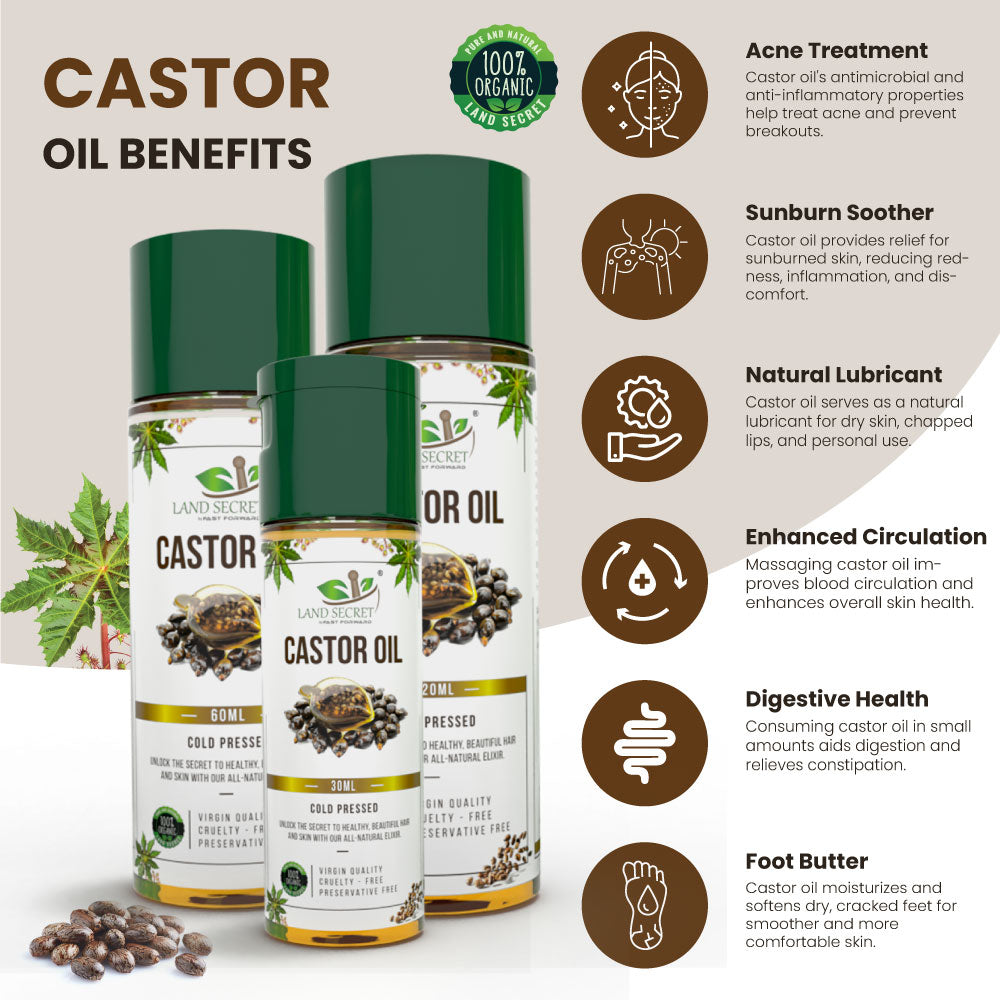 Land Secret Organic Cold Pressed Castor Oil: Ideal for DIY Skin and Hair Recipes