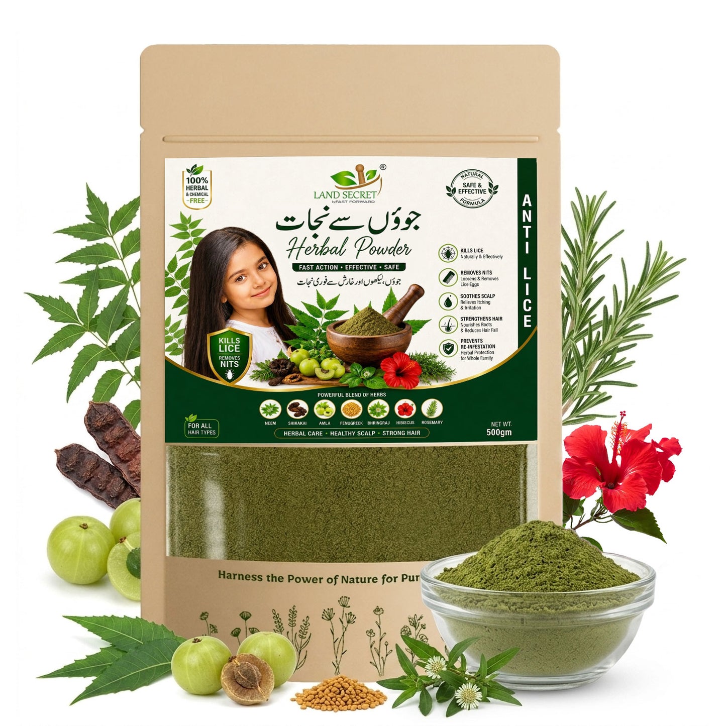 Land Secret Advanced Anti Lice Herbal Powder – Fast Action, Chemical-Free Formula