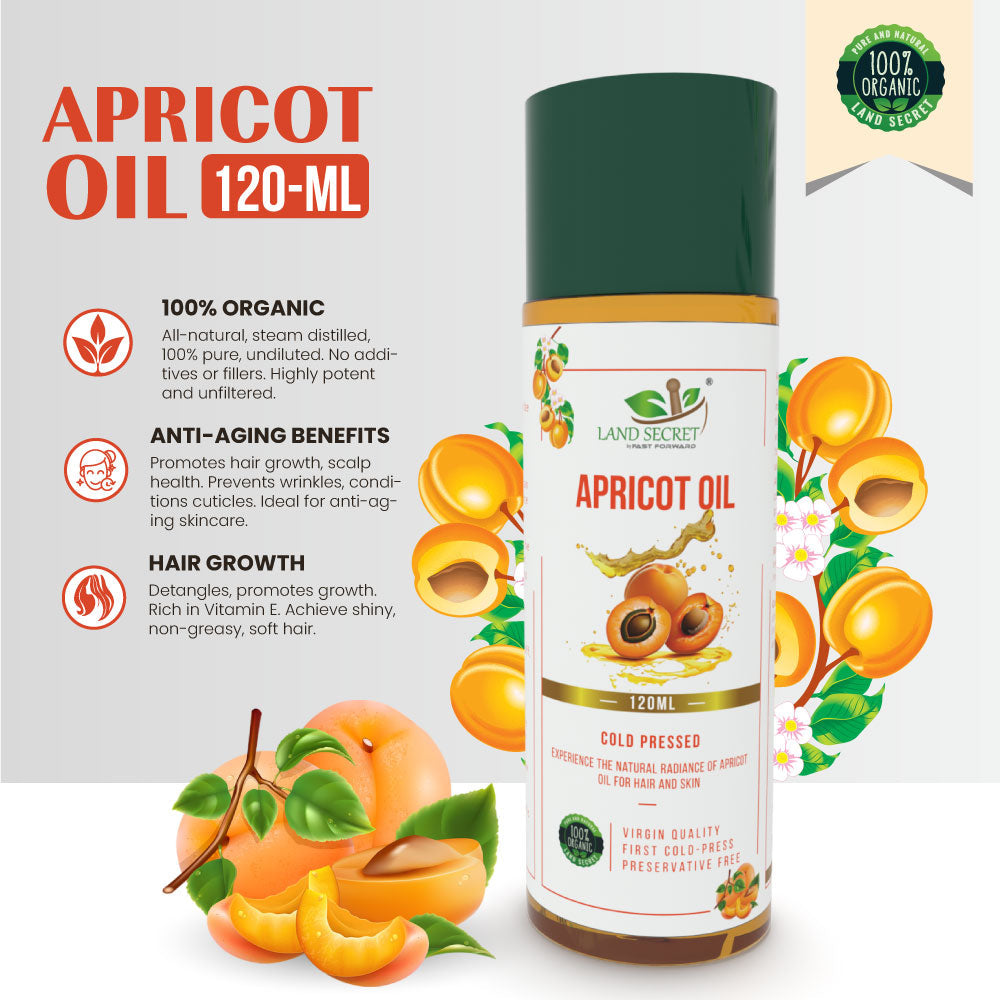 Khoobani Oil - Apricot Kernel Oil - Organic Cold-Pressed 100% Pure for Edible and Carrier Use Land Secret