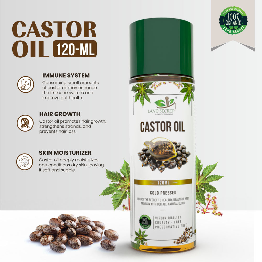 Land Secret Organic Cold Pressed Castor Oil: Ideal for DIY Skin and Hair Recipes