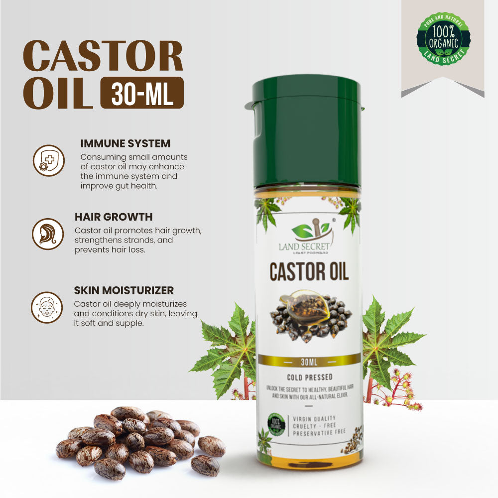 Land Secret Organic Cold Pressed Castor Oil: Ideal for DIY Skin and Hair Recipes