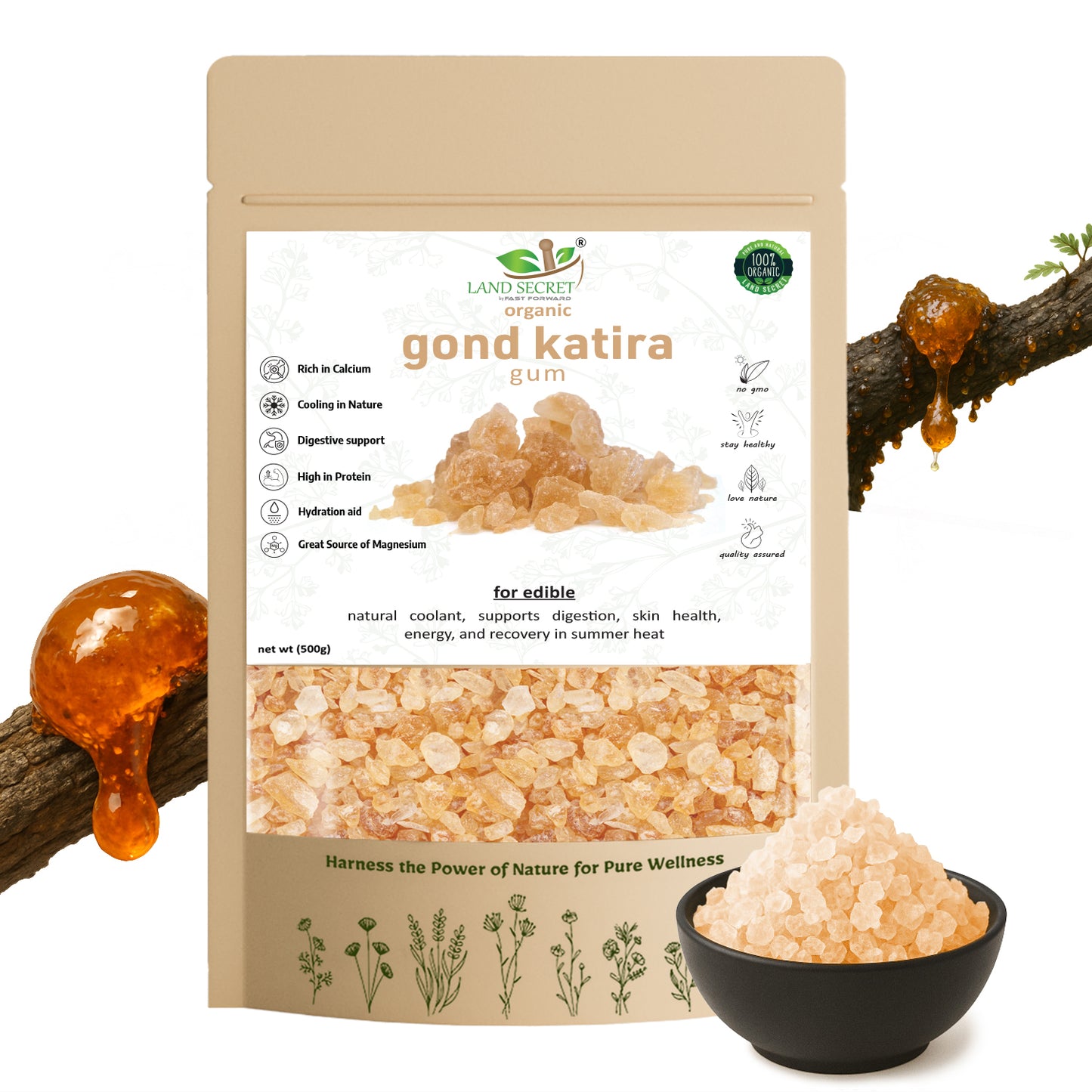 Organics Pure Gond Katira – 100% Pure Edible Tragacanth Gum
