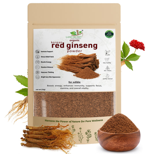 Premium Korean Red Ginseng Powder 100% Natural Ginsenosides – Herbal Supplement for Energy, Vitality, Stamina, Mood & Focus