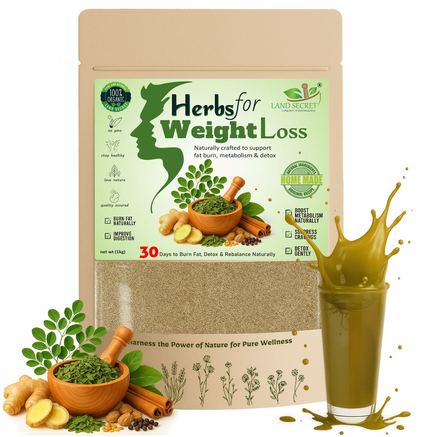 30-Day Herbal Powder Blend for Weight Loss