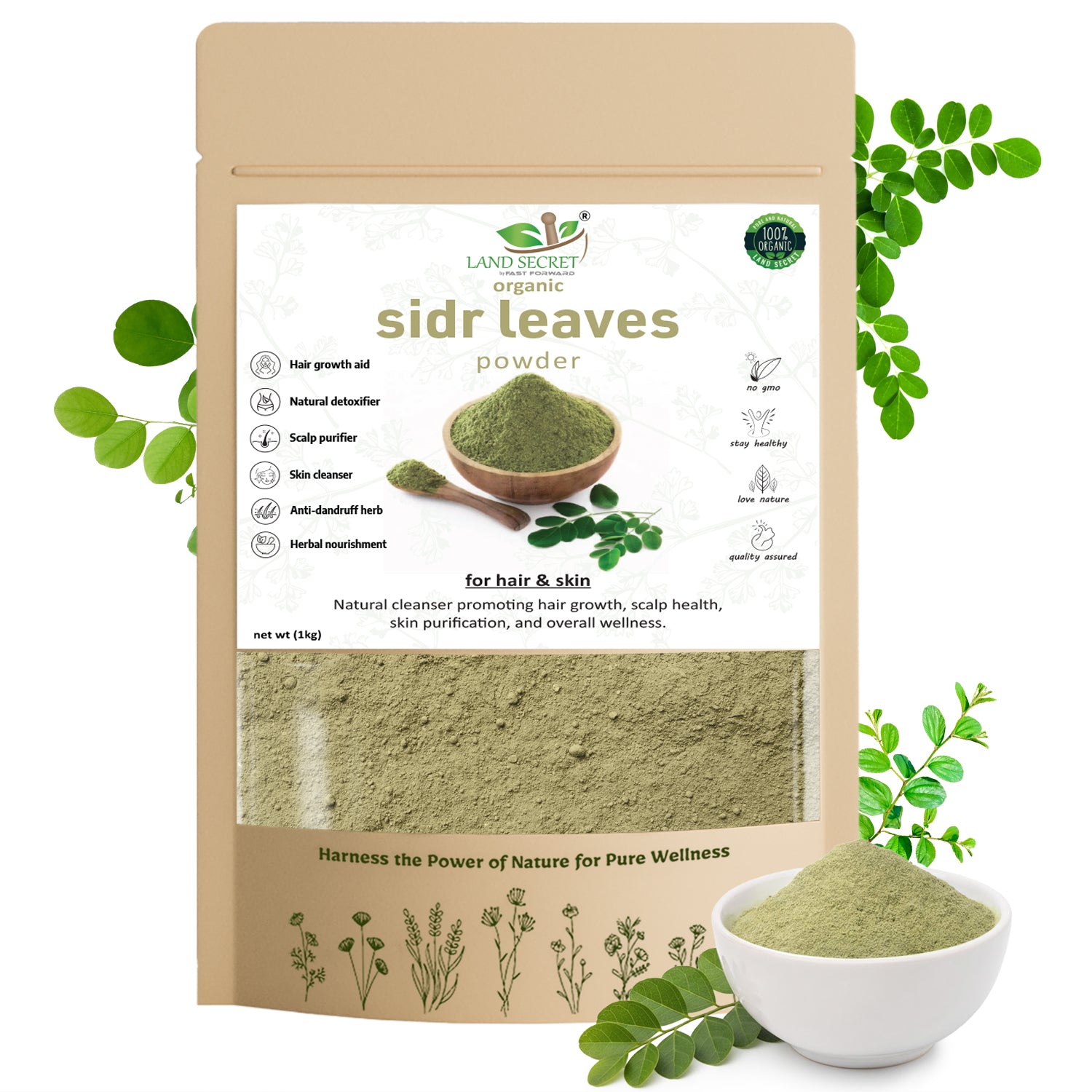 Land Secret Sidr Leaves Powder | 100% Natural Hair & Skin Cleanser