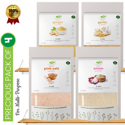 Land-Secret-precious-pack-4-natural-benefits-herbs-pink-salt-ginger-garlic-onion-powder