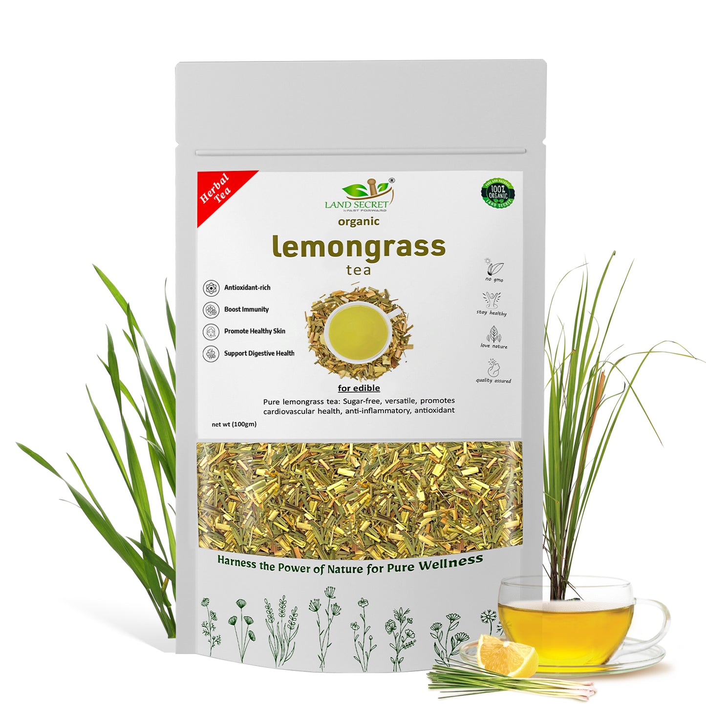 Herbal Lemongrass Tea - 100% Natural Detox & Relaxation Blend