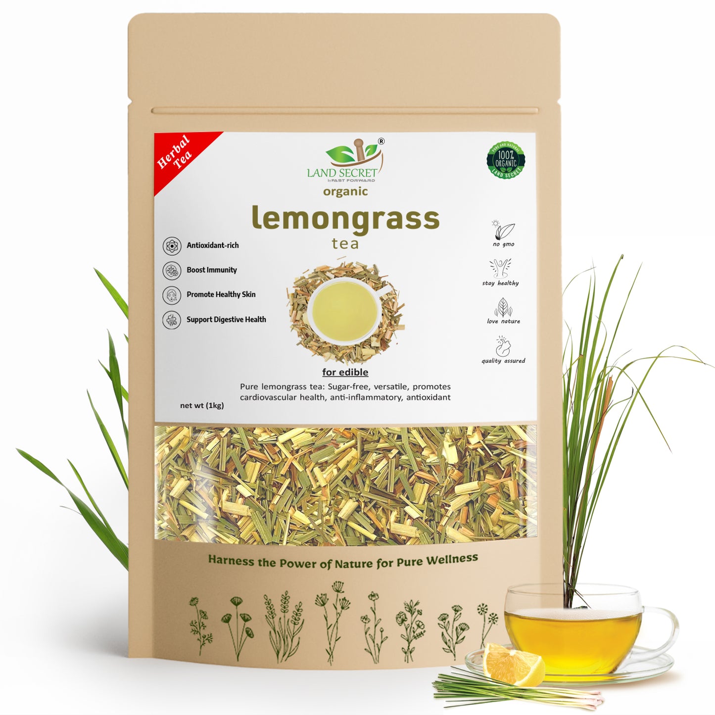 Herbal Lemongrass Tea - 100% Natural Detox & Relaxation Blend