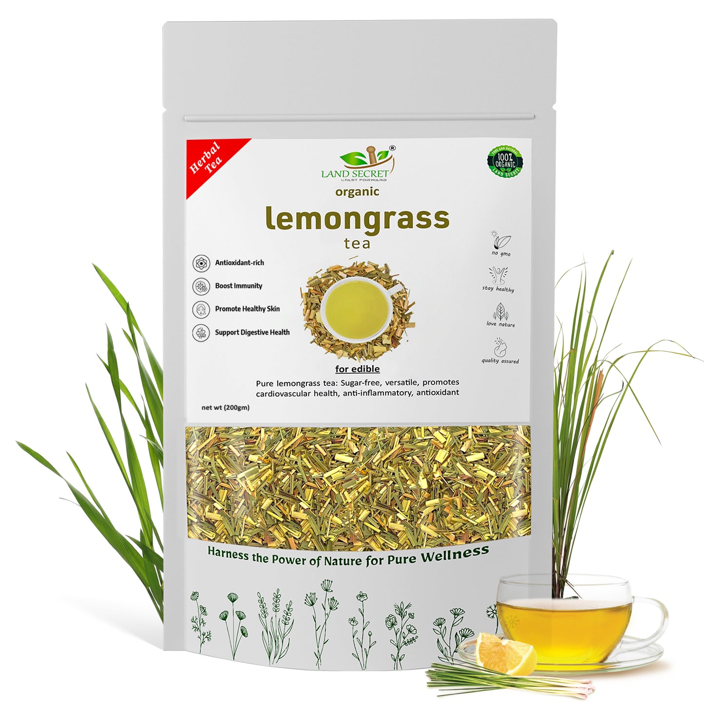 Herbal Lemongrass Tea - 100% Natural Detox & Relaxation Blend