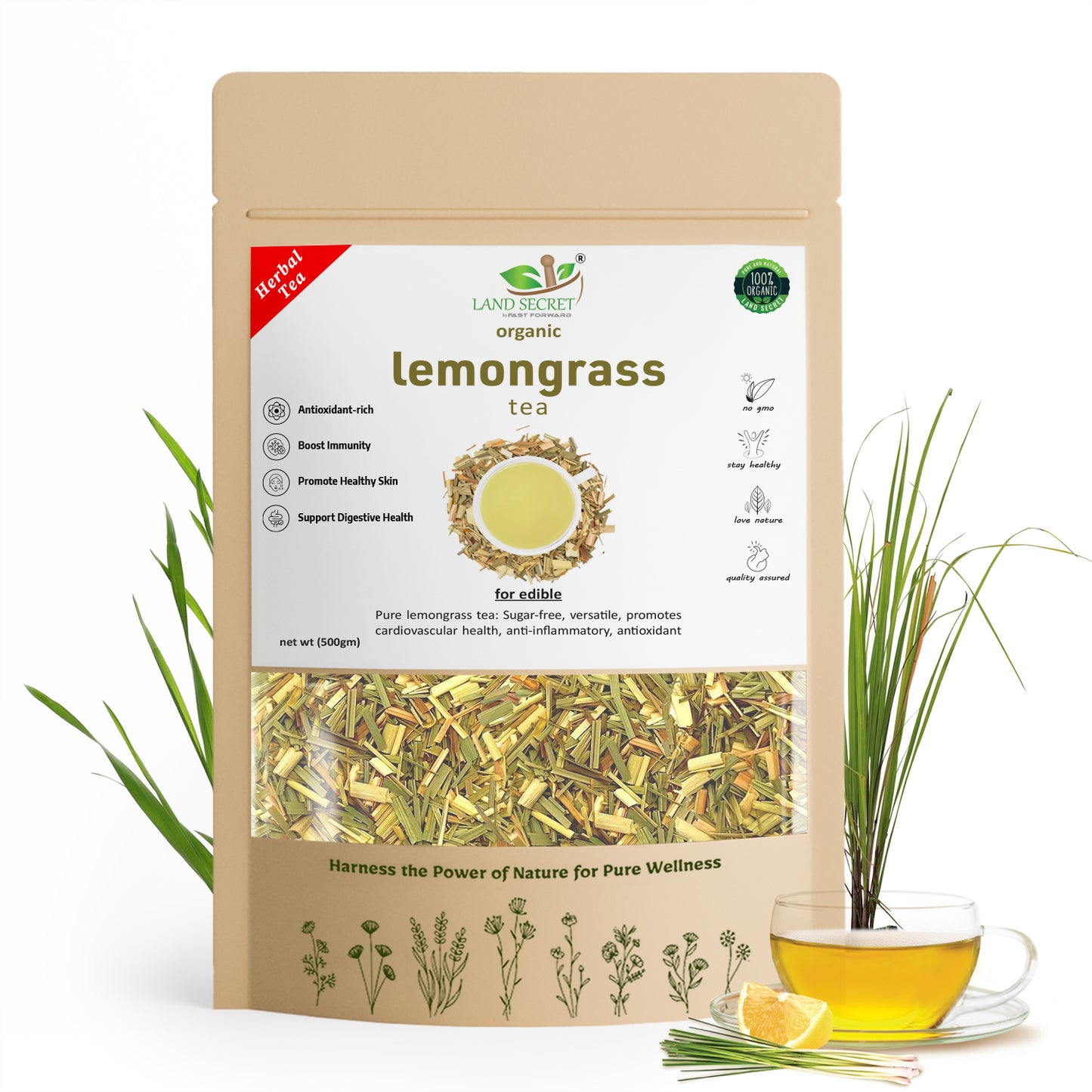 Herbal Lemongrass Tea - 100% Natural Detox & Relaxation Blend