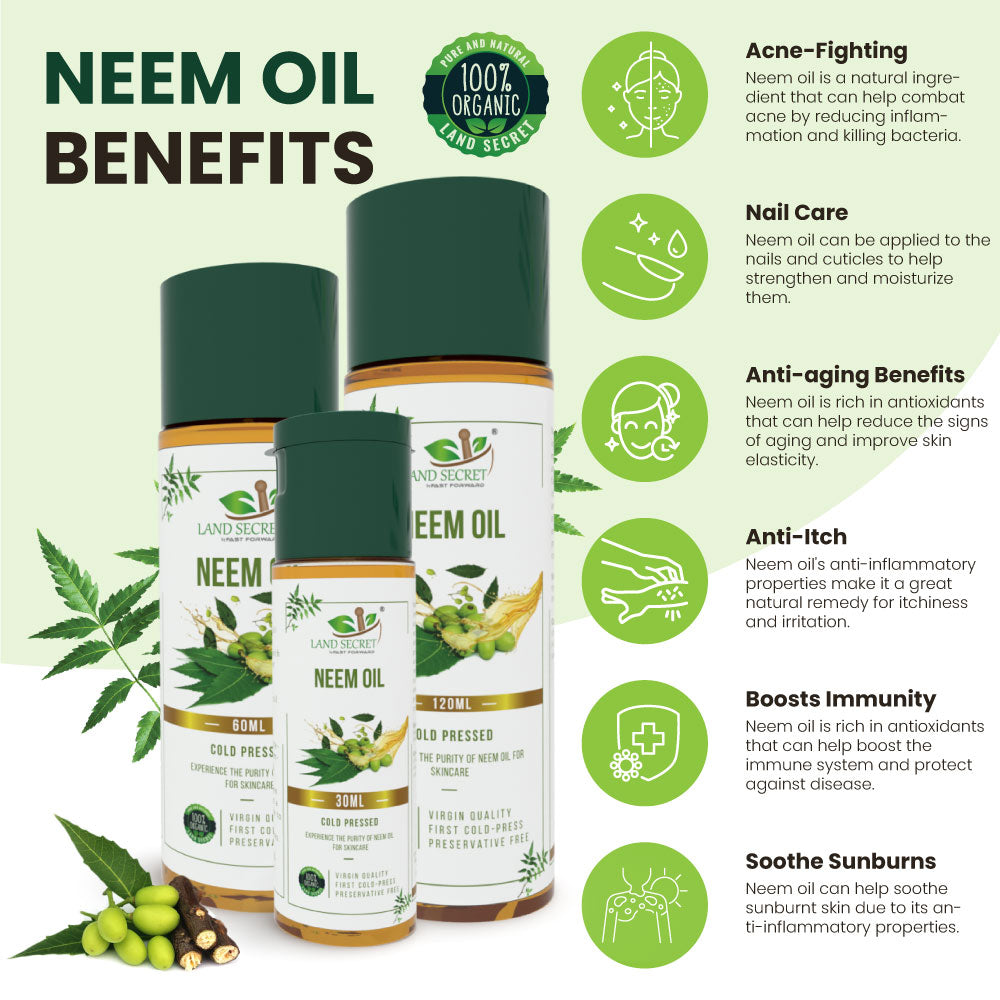 Organic Neem Oil for DIY Skin and Hair Care - Cold Pressed and Unrefined for Pure Results Land Secret