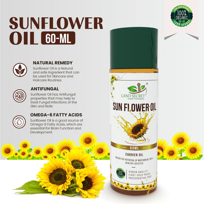 Organic Sunflower Oil - Premium Quality for Natural Skincare & Recipes | 100% Pure & Cold-Pressed Land Secret