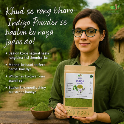 Indigo Powder – 100% Pure & Natural Hair Color | Herbal Dye for Deep, Vibrant, and Long-Lasting Shine